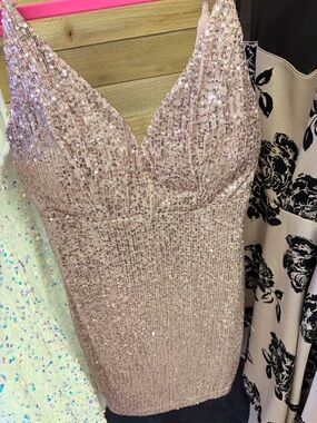 Emerald Sundae Blush Pink Sequin Mini Dress